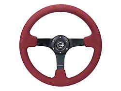 NRG Innovations 350mm 3-Inch Deep Dish Steering Wheel; Burgundy Alcantara with Black Stitching (Universal; Some Adaptation May Be Required)