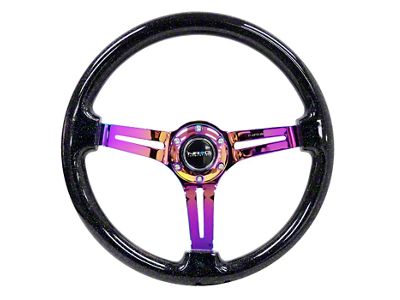 NRG Innovations 350mm 3-Inch Deep Dish Wood Steering Wheel with Slit Spokes; Galaxy and Neochrome (Universal; Some Adaptation May Be Required)
