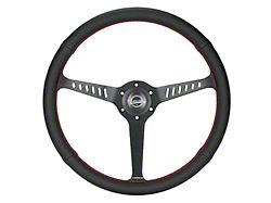 NRG Innovations Classic Stealth 380mm Steering Wheel; Perforated Leather with Red Stitching (Universal; Some Adaptation May Be Required)