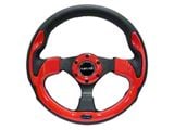 NRG Innovations Pilota Series 320mm Steering Wheel; Black Leather with Red Trim (Universal; Some Adaptation May Be Required)