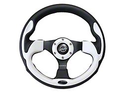 NRG Innovations Pilota Series 320mm Steering Wheel; Black Leather with White Trim (Universal; Some Adaptation May Be Required)