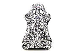 NRG Innovations Prisma Savage Large Bucket Seat; White Vegan Cheetah Print (Universal; Some Adaptation May Be Required)