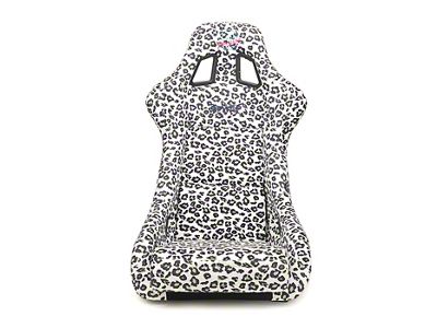 NRG Innovations Prisma Savage Large Bucket Seat; White Vegan Cheetah Print (Universal; Some Adaptation May Be Required)