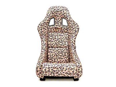 NRG Innovations Prisma Savage Medium Bucket Seat; Brown Vegan Cheetah Print (Universal; Some Adaptation May Be Required)