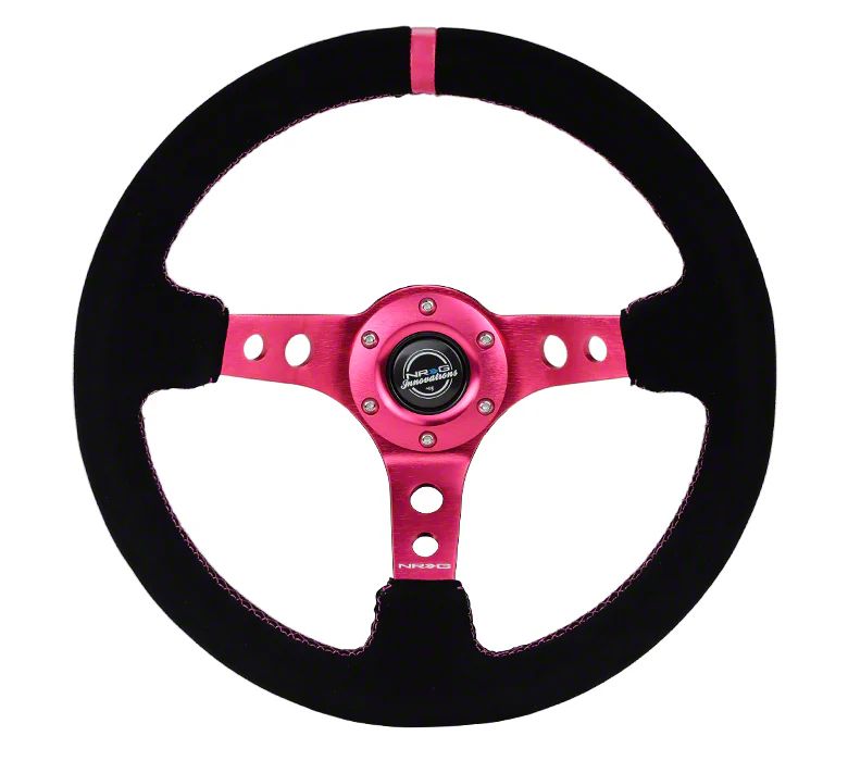NRG Innovations 350 Mm 3" Deep Dish Steering Wheel With Slits, Black Leather, Color Black