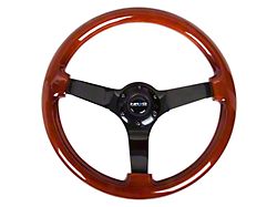 NRG Innovations Wood Grain 350mm 3-Inch Deep Dish Steering Wheel; Brown and Matte Black (Universal; Some Adaptation May Be Required)