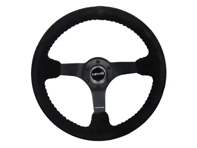 NRG Innovations 350mm 3-Inch Deep Dish Steering Wheel; Black Suede with Black Stitching (Universal; Some Adaptation May Be Required)
