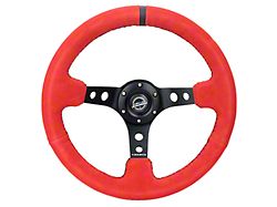 NRG Innovations 350mm 3-Inch Deep Dish Steering Wheel; Red Suede with Black Stitching and Stripe (Universal; Some Adaptation May Be Required)