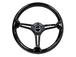 NRG Innovations 350mm 3-Inch Deep Dish Wood Steering Wheel with Slit Spokes; Black (Universal; Some Adaptation May Be Required)