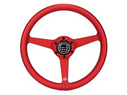 NRG Innovations All Aluminum 330mm Steering Wheel with Heritage Solid Spokes; Anodized Red (Universal; Some Adaptation May Be Required)