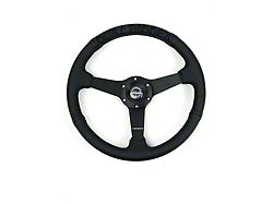 NRG Innovations 350mm Flat Steering Wheel; Black Perforated Leather with Goal Digger Black Stitching (Universal; Some Adaptation May Be Required)