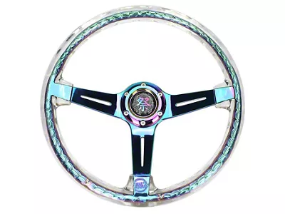 NRG Innovations Matsuri 350mm 2-Inch Deep Dish Steering Wheel; Neochrome and Clear (Universal; Some Adaptation May Be Required)