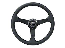 NRG Innovations 350mm Flat Steering Wheel; Black Perforated Leather and Black Stitching (Universal; Some Adaptation May Be Required)
