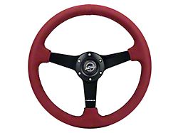 NRG Innovations 350mm Flat Steering Wheel; Burgundy Alcantara with Black Stitching (Universal; Some Adaptation May Be Required)