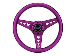 NRG Innovations All Aluminum 330mm Steering Wheel with Heart Cutout Spokes; Anodized Purple (Universal; Some Adaptation May Be Required)