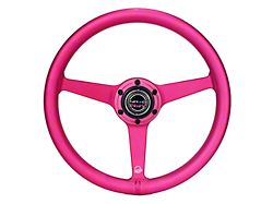 NRG Innovations All Aluminum 330mm Steering Wheel with Heritage Solid Spokes; Anodized Pink (Universal; Some Adaptation May Be Required)