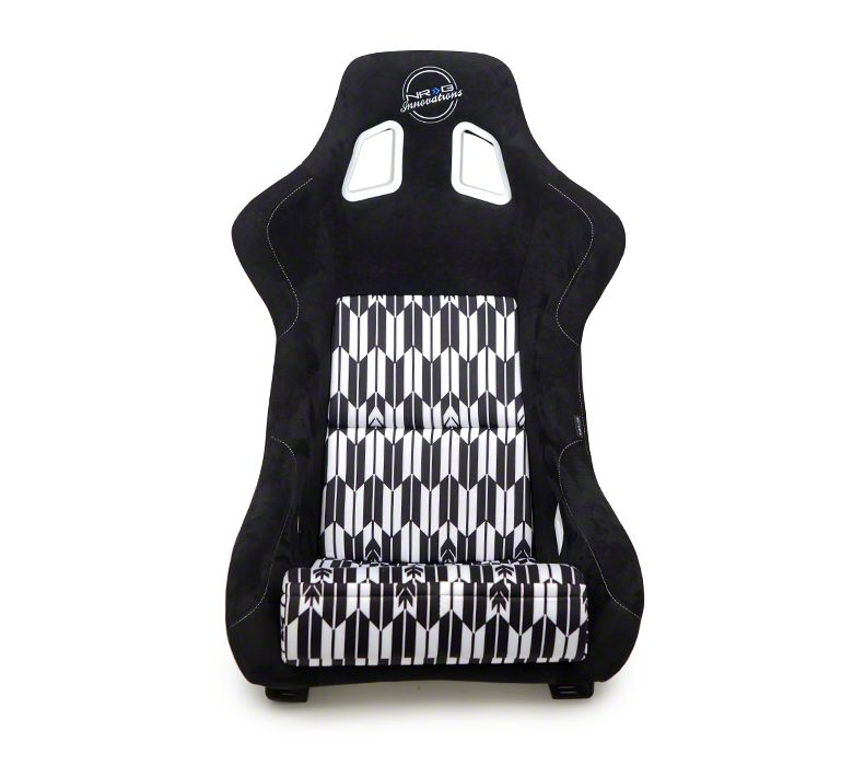 NRG Innovations Bucket Seat; Large; Bland and White Yaba Suede (Universal; Some Adaptation May Be Required)