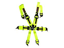 NRG Innovations FIA HANS Approved 6-Point Rotary Cam-Lock Racing Seat Belt Harness; Neon Yellow with Prisma Logo (Universal; Some Adaptation May Be Required)