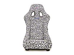 NRG Innovations Prisma Savage Medium Bucket Seat; White Vegan Cheetah Print (Universal; Some Adaptation May Be Required)