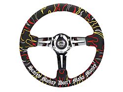 NRG Innovations Ryan Litteral V3 350mm Steering Wheel; Black Alcantara with Chrome Spokes and Red Stitching (Universal; Some Adaptation May Be Required)