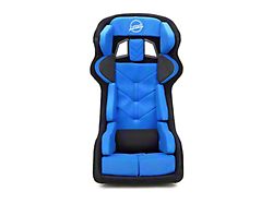 NRG Innovations FIA Competition Snugged Fit Thick Cushion Bucket Seat with Head Containment and Velcro Paddings; Blue Fabric (Universal; Some Adaptation May Be Required)