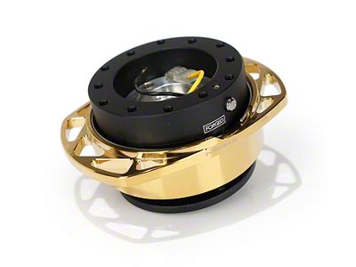 NRG Innovations Steering Wheel Hub Quick Release; Black with Chrome Gold Cutout Ring (Universal; Some Adaptation May Be Required)