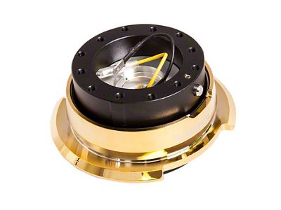 NRG Innovations Steering Wheel Hub Quick Release; Black with Chrome Gold Ring (Universal; Some Adaptation May Be Required)