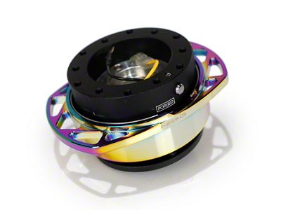 NRG Innovations Steering Wheel Hub Quick Release; Black with Neochrome Cutout Ring (Universal; Some Adaptation May Be Required)