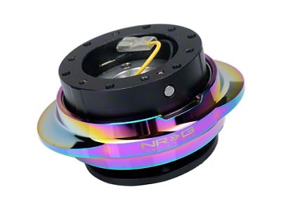 NRG Innovations Steering Wheel Hub Quick Release; Black with Shinny Multicolor Oval Ring (Universal; Some Adaptation May Be Required)
