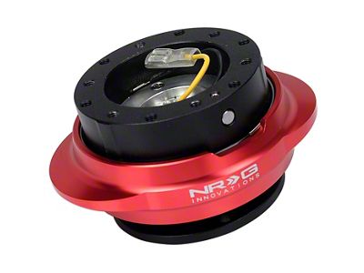 NRG Innovations Steering Wheel Hub Quick Release; Black with Shinny Red Oval Ring (Universal; Some Adaptation May Be Required)