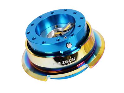NRG Innovations Steering Wheel Hub Quick Release; Blue with Neo Chrome Ring (Universal; Some Adaptation May Be Required)