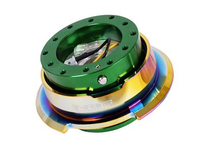 NRG Innovations Steering Wheel Hub Quick Release; Green with Neo Chrome Ring (Universal; Some Adaptation May Be Required)