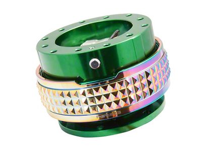 NRG Innovations Steering Wheel Hub Quick Release; Green with Neochrome Pyramid Ring (Universal; Some Adaptation May Be Required)