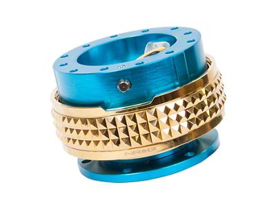 NRG Innovations Steering Wheel Hub Quick Release; New Blue with Chrome Gold Pyramid Ring (Universal; Some Adaptation May Be Required)