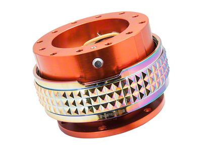 NRG Innovations Steering Wheel Hub Quick Release; Orange with Neochrome Pyramid Ring (Universal; Some Adaptation May Be Required)