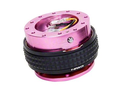NRG Innovations Steering Wheel Hub Quick Release; Pink with Black Pyramid Ring (Universal; Some Adaptation May Be Required)