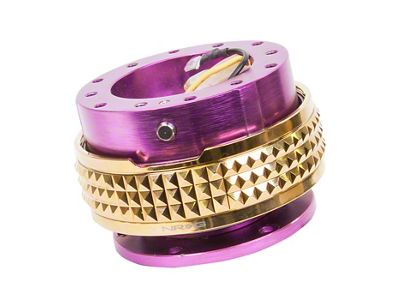 NRG Innovations Steering Wheel Hub Quick Release; Purple with Chrome Gold Pyramid Ring (Universal; Some Adaptation May Be Required)