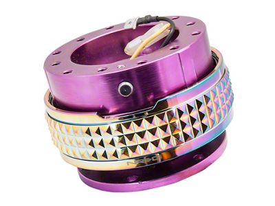 NRG Innovations Steering Wheel Hub Quick Release; Purple with Neochrome Pyramid Ring (Universal; Some Adaptation May Be Required)