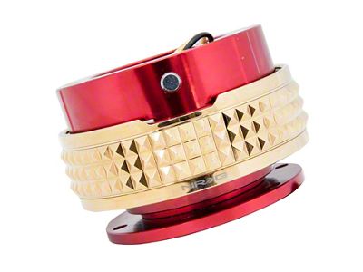 NRG Innovations Steering Wheel Hub Quick Release; Red with Chrome Gold Pyramid Ring (Universal; Some Adaptation May Be Required)