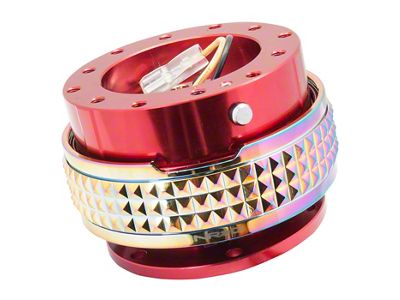 NRG Innovations Steering Wheel Hub Quick Release; Red with Neochrome Pyramid Ring (Universal; Some Adaptation May Be Required)