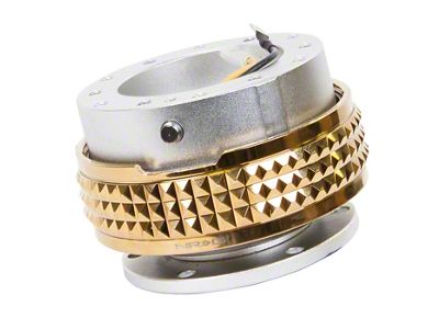 NRG Innovations Steering Wheel Hub Quick Release; Silver with Chrome Gold Pyramid Ring (Universal; Some Adaptation May Be Required)
