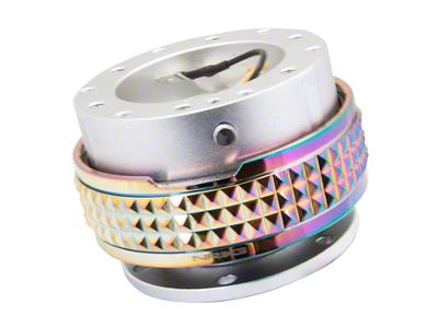 NRG Innovations Steering Wheel Hub Quick Release; Silver with Neochrome Pyramid Ring (Universal; Some Adaptation May Be Required)