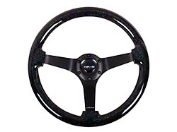 NRG Innovations Wood Grain 350mm 3-Inch Deep Dish Steering Wheel; Black Sparked and Black (Universal; Some Adaptation May Be Required)