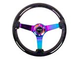 NRG Innovations Wood Grain 350mm 3-Inch Deep Dish Steering Wheel; Black Sparked and Neochrome (Universal; Some Adaptation May Be Required)