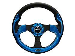 NRG Innovations Pilota Series 320mm Steering Wheel; Black Leather with Blue Trim (Universal; Some Adaptation May Be Required)