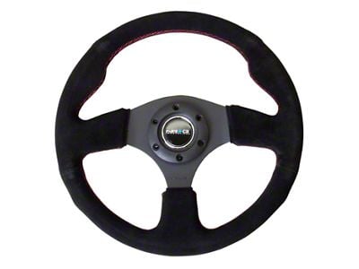 NRG Innovations 320mm Racing Steering Wheel; Black Suede with Red Stitching (Universal; Some Adaptation May Be Required)