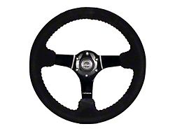 NRG Innovations 350mm Steering Wheel; Black Suede with Red Stitching (Universal; Some Adaptation May Be Required)