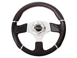 NRG Innovations Evo Style 350mm Steering Wheel; Black Leather (Universal; Some Adaptation May Be Required)