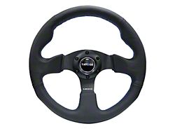 NRG Innovations 320mm Racing Steering Wheel; Black Leather with Blue Stitching (Universal; Some Adaptation May Be Required)