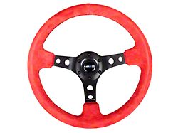 NRG Innovations 350mm 3-Inch Deep Dish Steering Wheel; Red Suede (Universal; Some Adaptation May Be Required)